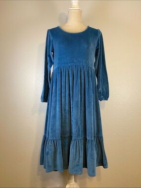 Millie loves Lily Turquoise Ribbed Crushed Velvet Tiered Dress Size 14/16